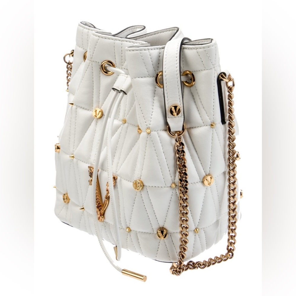 Versace White and Gold Quilted Shoulder Bag - Picture 2 of 4